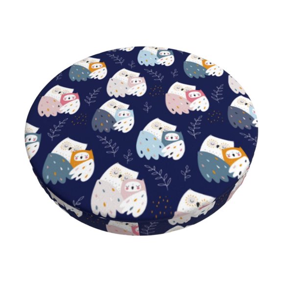 Logiee Mom And Baby Owls Print Stool Covers Round,Bar Stool Covers,Watedrproof Stool Slipcover with Elastic,Stool Cushion,Round Bar Stool Seat Covers for Bar Round Chair-13 inch