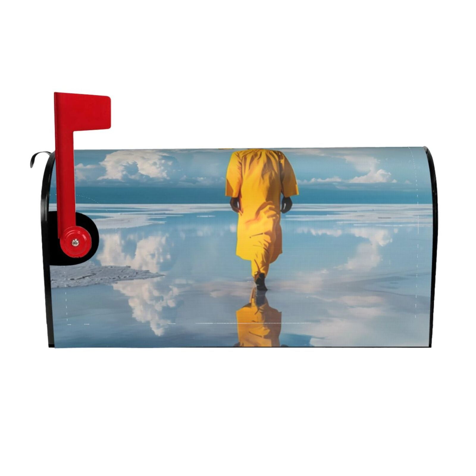 Logiee Monk Walking On Water Print Post Letter Box Wrap Decor, Mailbox Cover Suitable for Standard Mailbox and Large Size Mailbox,Outdoor Yard Decoration-25.5x21 in