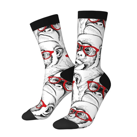 Logiee Monkey Print Adult Socks for Men & Women,Calf Socks, Ankle Socks,Boots Socks,Breathable Casual Sock,Unisex Crew Socks