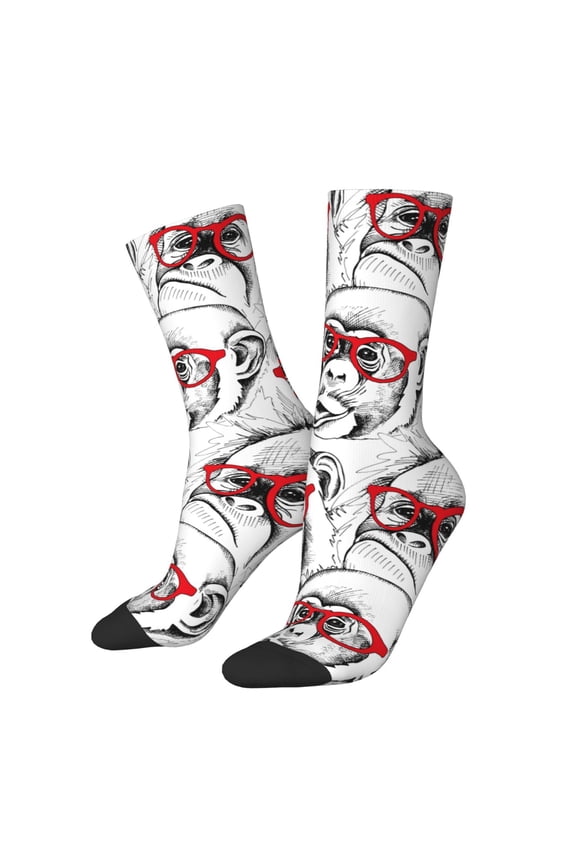 Monkey Print Adult Socks for Men & Women,Calf Socks, Ankle Socks,Boots Socks,Breathable Casual Sock,Unisex Crew Socks