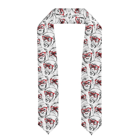 Logiee Monkey Print Unisex Adult Graduation Stole Shawl 72" Long for Academic Commencements Shawl-Flattened