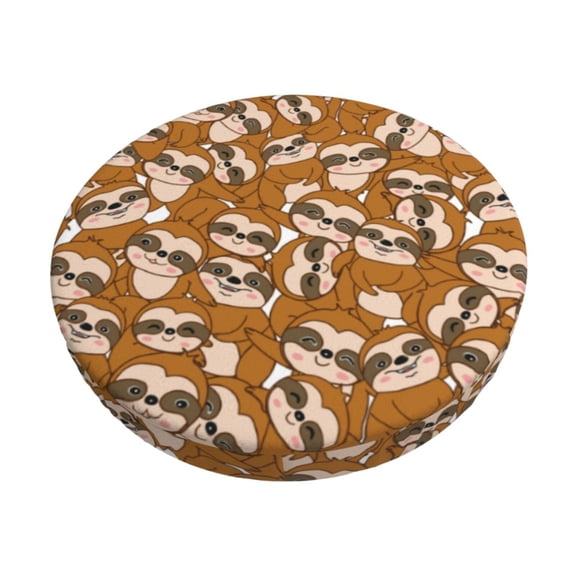 Logiee Monkey Sloth Print Stool Covers Round,Bar Stool Covers,Watedrproof Stool Slipcover with Elastic,Stool Cushion,Round Bar Stool Seat Covers for Bar Round Chair-14 inch
