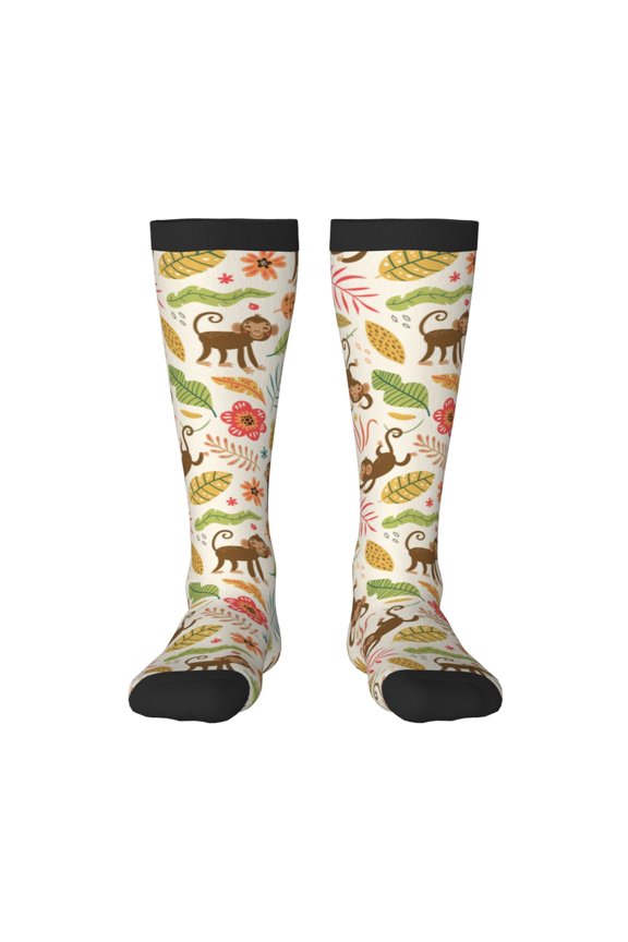 Monkeys in the Jungle Print Gift Stocking Stuffers,Adult Stockings,Novelty Socks,Funny Socks Birthday Running Walking Sleeping
