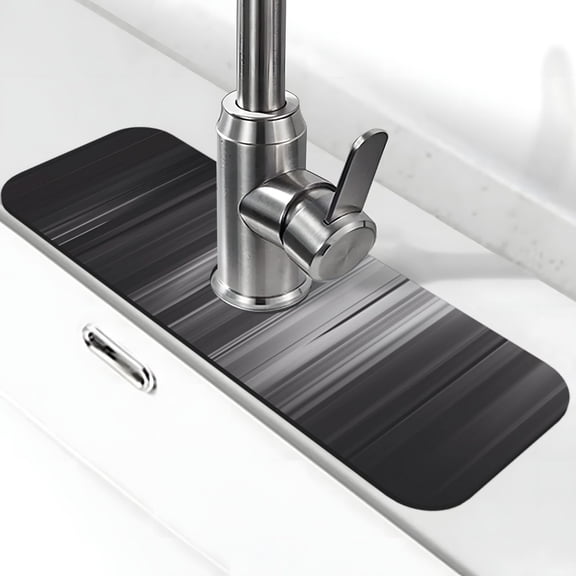 Logiee Monochrome Abstract Lines Print Kitchen Sink Splash Guard Faucet Mat for Splash Guard Behind Faucet Drip Catcher for Kitchen,Bathroom,Sink Mat,Dish Drying Mat,Bathroom-15" X 5.5"