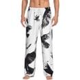 thumbnail image 1 of Logiee Monochrome Flying Ravens Print Pajama Pants for Men,Men’s Pajama Bottoms,Mens PJ Pants with Pockets & Button Fly-Medium, 1 of 6