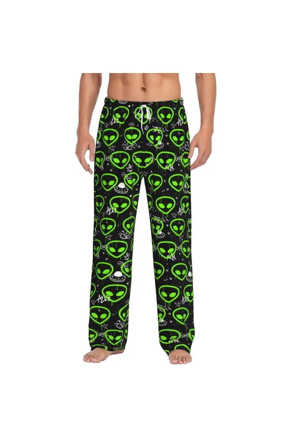 Monster Neon Head Print Pajama Pants for Men,Men’s Pajama Bottoms,Mens PJ Pants with Pockets & Button Fly-3X-Large