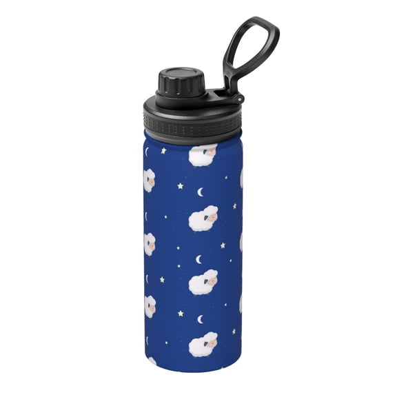 Logiee Moon Lamb Print Water Bottle,18oz Sports Insulated Kettle for Cycling Gym Basketball Outdoor, Suitable as a Present