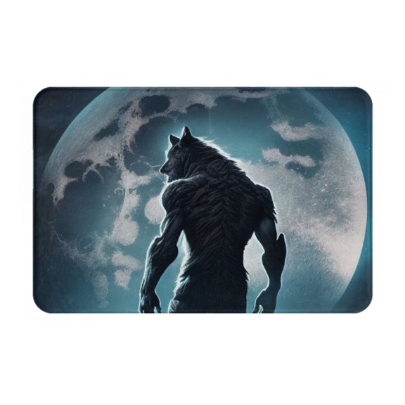 Logiee Moon Wolf Warrior Print Welcome Mats for Entryway,Door Mat for Front Door,Entry Mat,Doormat for Garden, Garage, Patio, Home, Porch Decor