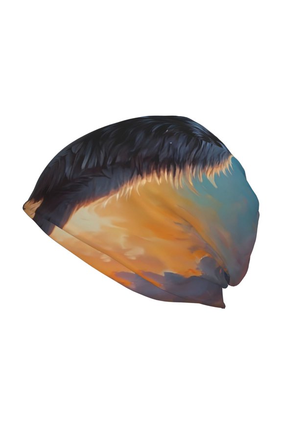 Moonlit Night Sky Wolf Print Unisex Knit Beanie for Men Women Winter Hat,Beanies Skull Caps