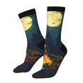 thumbnail image 1 of Logiee Moonlit Skeleton Campfire Print Adult Socks for Men & Women,Calf Socks, Ankle Socks,Boots Socks,Breathable Casual Sock,Unisex Crew Socks, 1 of 6