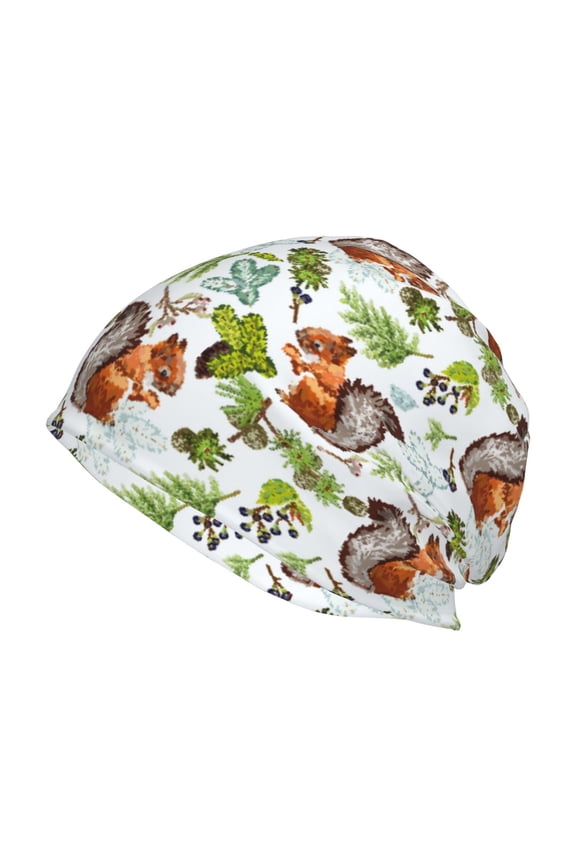 Mosaic Forest Squirrel Print Unisex Knit Beanie for Men Women Winter Hat,Beanies Skull Caps