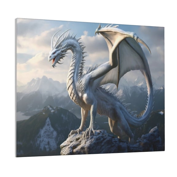 Logiee Mountain White Dragon Print Canvas Wall Art ,Art Poster,Canvas Decorative Picture,Decor Wall Pictures for Living Room Bedroom Bathroom,Ready to Hang