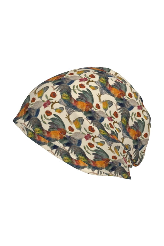 Multi-Colored Roosters Print Unisex Knit Beanie for Men Women Winter Hat,Beanies Skull Caps