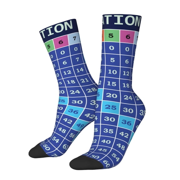 Logiee Multiplication Table Print Adult Socks for Men & Women,Calf Socks, Ankle Socks,Boots Socks,Breathable Casual Sock,Unisex Crew Socks