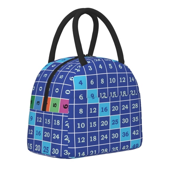 Naloa Multiplication Table Print Lunch Bag for Women Men,Insulated Lunch Box for Adult,Reusable Lunch Tote Bag for Work, Picnic or Travel