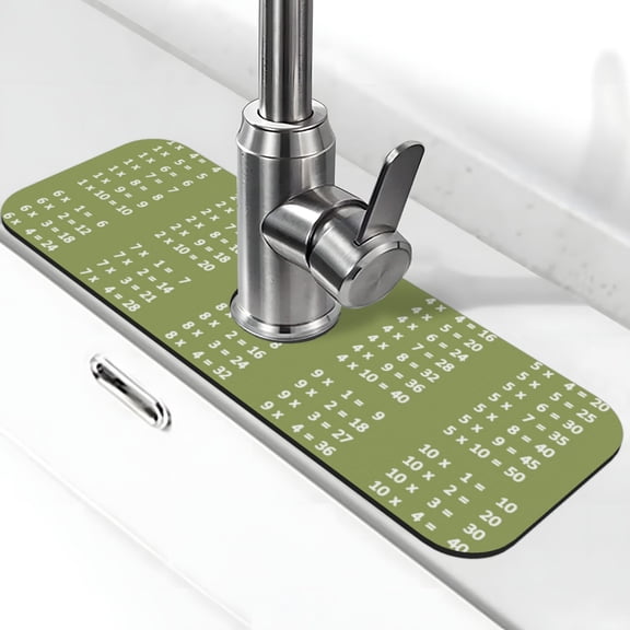 Logiee Multiplication Table1 Print Kitchen Sink Splash Guard Faucet Mat for Splash Guard Behind Faucet Drip Catcher for Kitchen,Bathroom,Sink Mat,Dish Drying Mat,Bathroom-15" X 5.5"