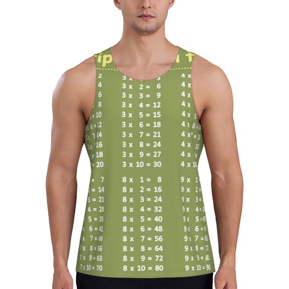 Logiee Multiplication Table1 Print Men's Workout Tank Top,Quick Dry Workout Tank Top,Gym Muscle Tee,Fitness Bodybuilding Sleeveless T Shirt-X-Large