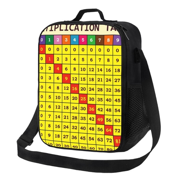 Logiee Multiplication Table2 Print Insulated Lunch Bag for Women/Men, Reusable Lunch Box for Office Work School Picnic Beach,Leakproof Freezable Cooler Bag with Shoulder Strap