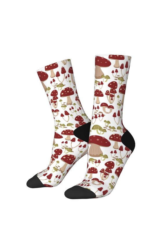 Mushroom Print Adult Socks for Men & Women,Calf Socks, Ankle Socks,Boots Socks,Breathable Casual Sock,Unisex Crew Socks