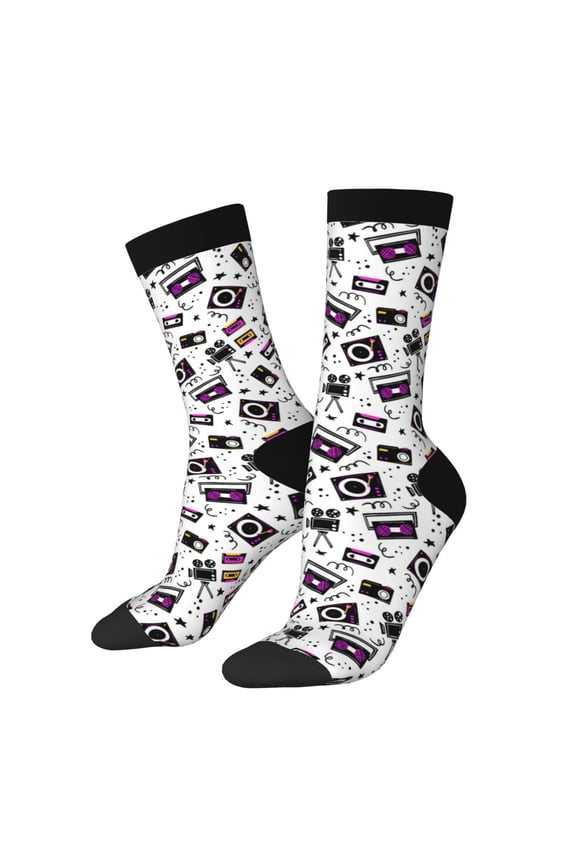 Music Player Print Adult Socks for Men & Women,Calf Socks, Ankle Socks,Boots Socks,Breathable Casual Sock,Unisex Crew Socks