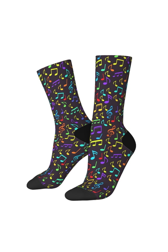Musical Notes Print Adult Socks for Men & Women,Calf Socks, Ankle Socks,Boots Socks,Breathable Casual Sock,Unisex Crew Socks