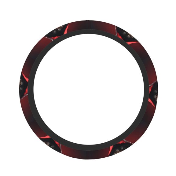 Logiee Mysterious Hooded Wolf Print Breathable Elastic Steering Wheel Cover, Non-Slip Stretch Steering Wheel Protector,Universal 15 Inch Fit Auto, Suvs, Truck