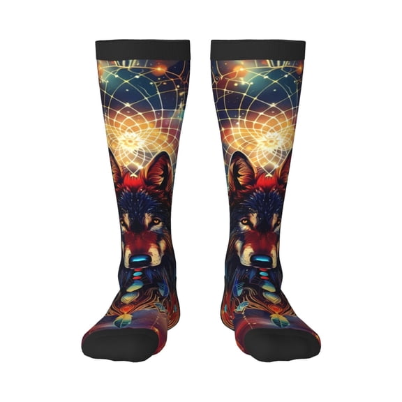Logiee Mystic Wolf Dreamcatcher Print Gift Stocking Stuffers,Adult Stockings,Novelty Socks,Funny Socks Birthday Running Walking Sleeping