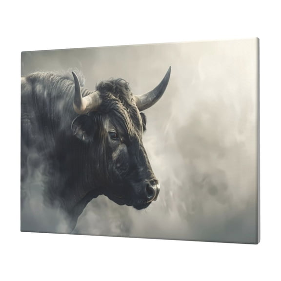 Logiee Mystical Bull in Fog Print Canvas Wall Art,Canvas Picture Prints with Frame, Wall Art Decorative,Canvas Decorative,Suitable for Living Room Bedroom Office Room 30x40