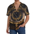 thumbnail image 1 of Logiee Mystical Golden Eye Print Men's Button Down Shirts Short Sleeve, Summer Beach Shirts,Vacation Wedding Shirts,Men's Casual Button-Down Shirts with Pocket-Medium, 1 of 5
