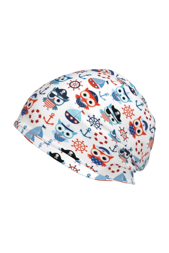 Nautical And Pirate Owls Print Unisex Knit Beanie for Men Women Winter Hat,Beanies Skull Caps