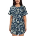 thumbnail image 1 of Logiee Nautical Style Print Womens Pajamas Set,Short-Sleeve Pajama 2 Piece Sleepwear with Pockets-X-Large, 1 of 6