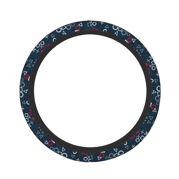 Logiee Navy Blue Geometric Print Breathable Elastic Steering Wheel Cover, Non-Slip Stretch Steering Wheel Protector,Universal 15 Inch Fit Auto, Suvs, Truck