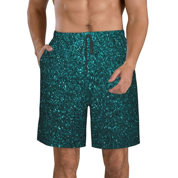 Logiee Navy blue sparkling Print Mens Swim Trunks Quick Dry Board Shorts,Breathable Hawaii Beach Shorts Swimwear Bathing Suits-3X-Large
