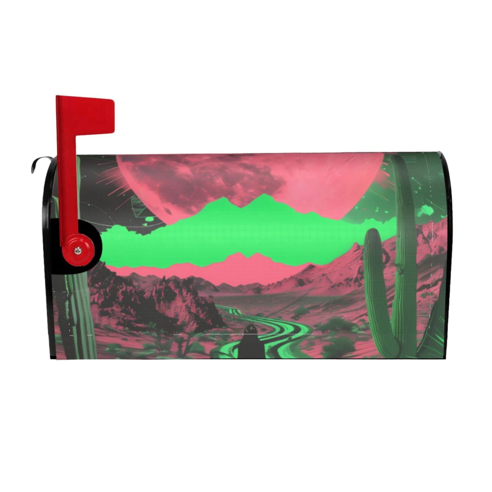 Logiee Neon Desert Moon Print Post Letter Box Wrap Decor, Mailbox Cover Suitable for Standard Mailbox and Large Size Mailbox,Outdoor Yard Decoration-25.5x21 in