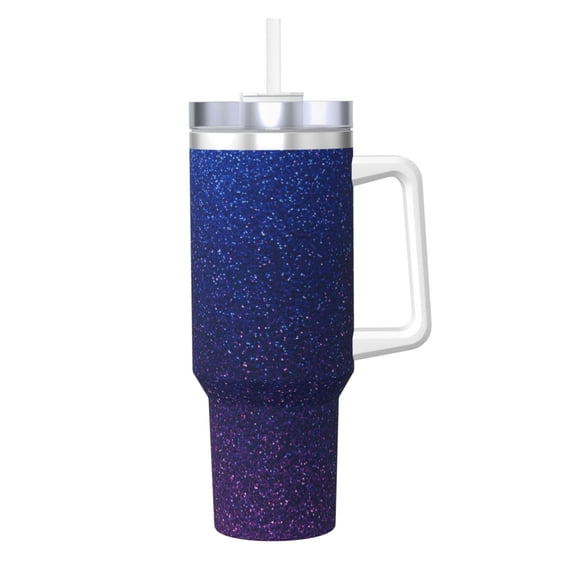 Logiee Neon Glitter Print 40OZ Ice Bully Cup with Handle and Straw, Double Wall Stainless Steel Tumbler,Travel Coffee Cup with Lid, Summer Insulation and Cooling Cup