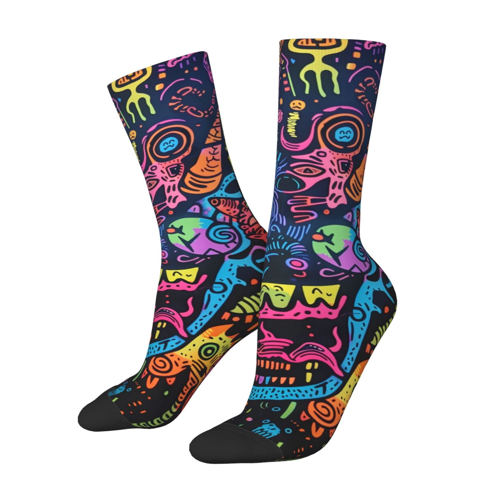 Logiee Neon Graffiti Urban Art Print Adult Socks for Men & Women,Calf ...