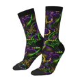 thumbnail image 1 of Logiee Neon Mardi Gras Print Adult Socks for Men & Women,Calf Socks, Ankle Socks,Boots Socks,Breathable Casual Sock,Unisex Crew Socks, 1 of 6