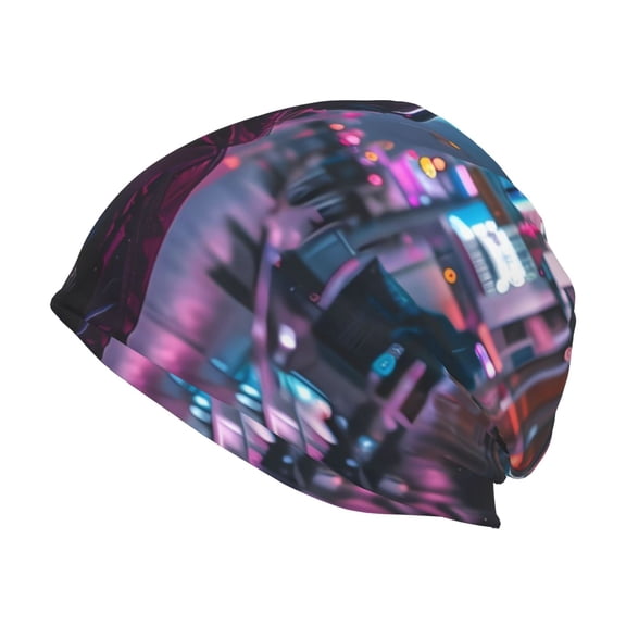 Logiee Neon Night Cityscape Print Unisex Knit Beanie for Men Women Winter Hat,Beanies Skull Caps