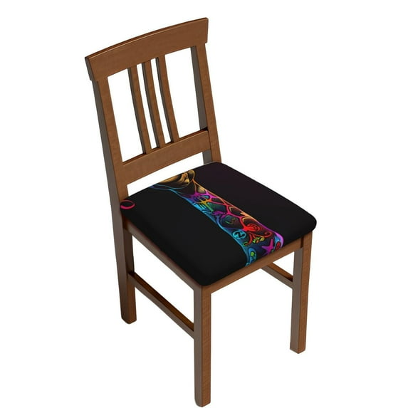 Logiee Neon Psychedelic Giraffe Print Square Chair Seat Covers, Stretch Chair Seat Covers,Seat Chair Slipcover, Non-Slip Chair Slipcover,Furniture Protector for Indoor and Outdoor-Six Piece