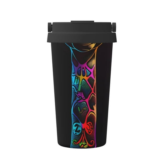 Logiee Neon Psychedelic Giraffe Print Stainless Steel Coffee Tumbler, Travel Coffee Mug, Insulated Coffee Mug with Lid, Spill Proof Coffee Cup, Portable Thermal Mug