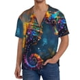 thumbnail image 1 of Logiee Neon Seahorse Underwater Realm Print Men's Button Down Shirts Short Sleeve, Summer Beach Shirts,Vacation Wedding Shirts,Men's Casual Button-Down Shirts with Pocket-X-Large, 1 of 5