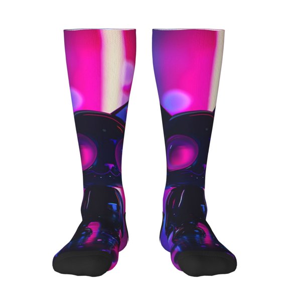 Logiee Neon Toy Cat Reflections Print Gift Stocking Stuffers,Adult Stockings,Novelty Socks,Funny Socks Birthday Running Walking Sleeping