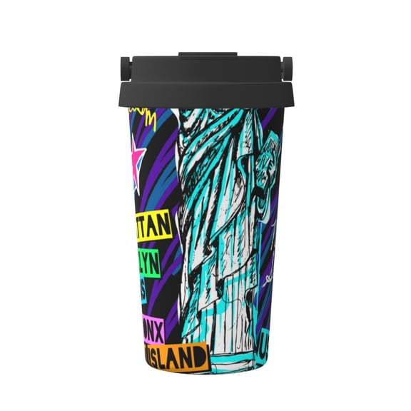 Logiee New York City Print Stainless Steel Coffee Tumbler, Travel Coffee Mug, Insulated Coffee Mug with Lid, Spill Proof Coffee Cup, Portable Thermal Mug