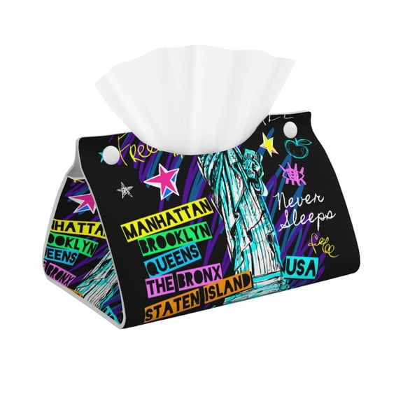 Logiee New York City Print Tissue Box Cover,Stylish Tissue Box Holder Decorative Tissue Cover for Bathroom Toilet Bedroom Living Room Table Desk Office