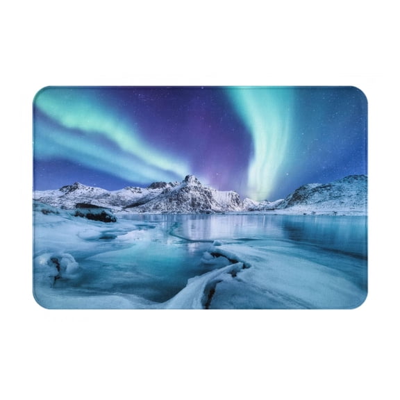 Logiee Night At Lake Aurora 1 Print Welcome Mats for Entryway,Door Mat for Front Door,Entry Mat,Doormat for Garden, Garage, Patio, Home, Porch Decor