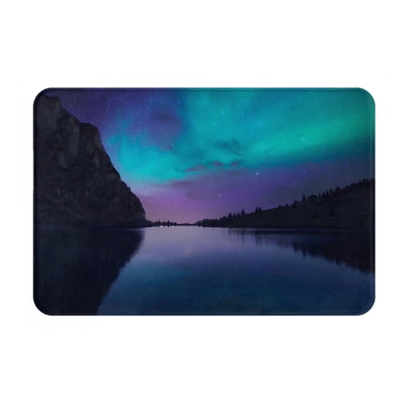 Logiee Night At Lake Aurora Print Welcome Mats for Entryway,Door Mat for Front Door,Entry Mat,Doormat for Garden, Garage, Patio, Home, Porch Decor