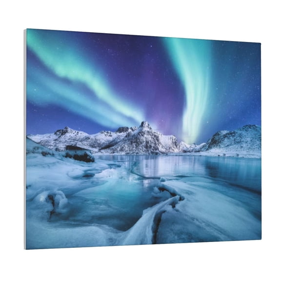Logiee Night At Lake Aurora 1 Print Canvas Wall Art ,Art Poster,Canvas Decorative Picture,Decor Wall Pictures for Living Room Bedroom Bathroom,Ready to Hang