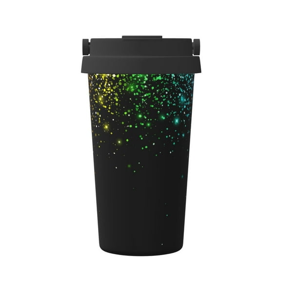 Logiee Night Rainbow Sparkles Print Stainless Steel Coffee Tumbler, Travel Coffee Mug, Insulated Coffee Mug with Lid, Spill Proof Coffee Cup, Portable Thermal Mug