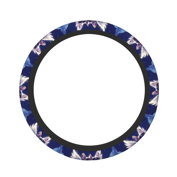 Logiee Night Sky Winged French Bulldog Print Breathable Elastic Steering Wheel Cover, Non-Slip Stretch Steering Wheel Protector,Universal 15 Inch Fit Auto, Suvs, Truck