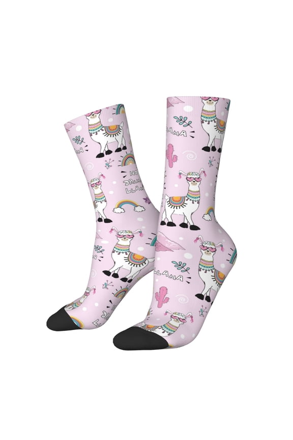 No Drama Llama Print Adult Socks for Men & Women,Calf Socks, Ankle Socks,Boots Socks,Breathable Casual Sock,Unisex Crew Socks